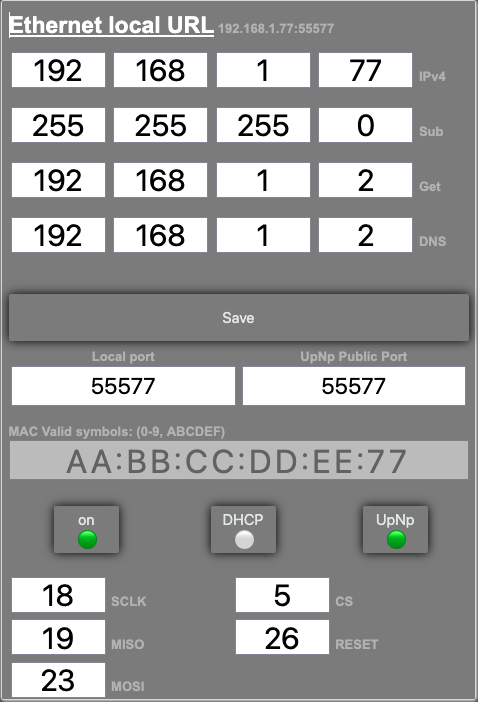 ESP32 server Ethernet settings