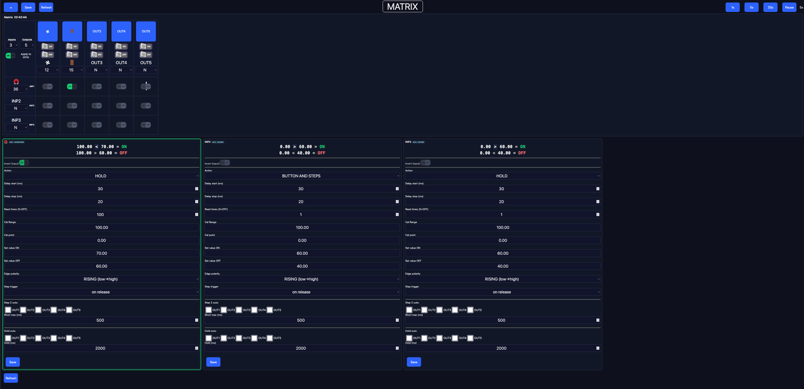 ESP32 server channel matrix
